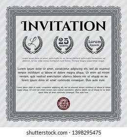 Grey Retro invitation. With complex background. Money design. Vector illustration. 