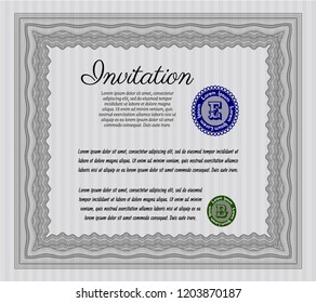Grey Retro invitation. With complex linear background. Nice design. Customizable, Easy to edit and change colors. 