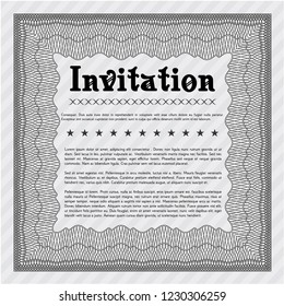 Grey Retro invitation. With complex linear background. Excellent design. Vector illustration. 