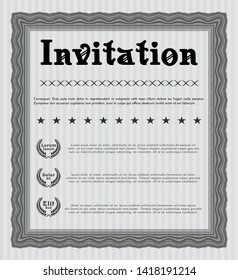 Grey Retro invitation. With complex linear background. Money Pattern design. Detailed. 