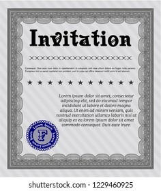 Grey Retro invitation. Cordial design. Vector illustration. Complex background. 
