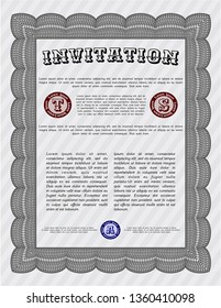 Grey Retro invitation. Cordial design. Customizable, Easy to edit and change colors. Easy to print. 