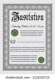  Grey Retro invitation. Customizable, Easy to edit and change colors. With guilloche pattern and background. Superior design. 