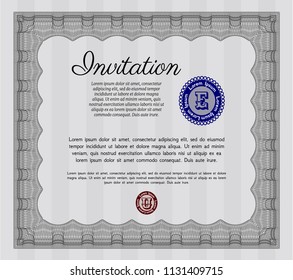 Grey Retro invitation. Customizable, Easy to edit and change colors. Easy to print. Money Pattern. 