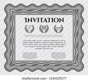 Grey Retro invitation. Customizable, Easy to edit and change colors. With guilloche pattern and background. Modern design. 