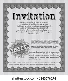 Grey Retro invitation. Customizable, Easy to edit and change colors. With complex background. Elegant design. 