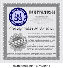 Grey Retro invitation. Customizable, Easy to edit and change colors. With complex background. Money design. 