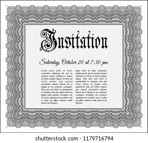 Grey Retro invitation. Customizable, Easy to edit and change colors. With complex background. Money design. 