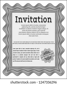 Grey Retro invitation. Customizable, Easy to edit and change colors. With great quality guilloche pattern. Perfect design. 