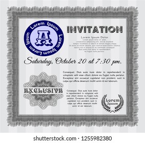 Grey Retro invitation. Customizable, Easy to edit and change colors. Printer friendly. Money style design. 