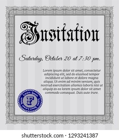 Grey Retro invitation. Customizable, Easy to edit and change colors. With complex background. Beauty design. 