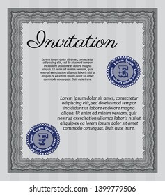 Grey Retro invitation. Customizable, Easy to edit and change colors. With guilloche pattern and background. Beauty design. 