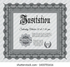 Grey Retro invitation. Customizable, Easy to edit and change colors. With great quality guilloche pattern. Lovely design. 