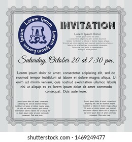 Grey Retro invitation. Customizable, Easy to edit and change colors. With complex background. Artistry design. 