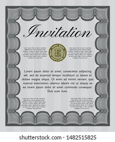 Grey Retro invitation. Customizable, Easy to edit and change colors. With guilloche pattern and background. Excellent design. 