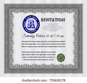 Grey Retro invitation. Customizable, Easy to edit and change colors. Easy to print. Money style design. 