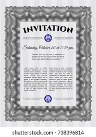 Grey Retro invitation. Customizable, Easy to edit and change colors. Complex background. Beauty design. 