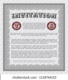 Grey Retro invitation. Detailed. Complex background. Excellent design. 