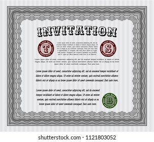 Grey Retro invitation. Detailed. With complex background. Modern design. 