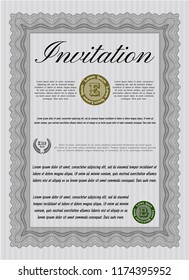 Grey Retro invitation. Detailed. With complex background. Retro design. 