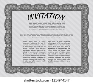 Grey Retro invitation. Detailed. With complex background. Money Pattern design. 