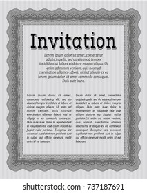 Grey Retro invitation. Detailed. With complex background. Artistry design. 