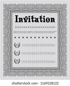 Grey Retro invitation. Detailed. With guilloche pattern. Cordial design. 