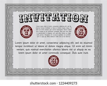 Grey Retro invitation. Easy to print. Vector illustration. Lovely design. 