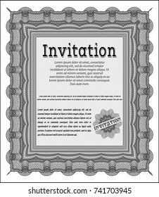 Grey Retro invitation. Easy to print. Vector illustration. Elegant design. 