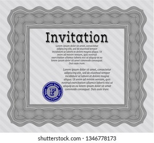 Grey Retro invitation. Elegant design. With great quality guilloche pattern. Vector illustration. 