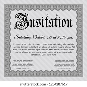 Grey Retro invitation. Excellent design. With great quality guilloche pattern. Customizable, Easy to edit and change colors. 