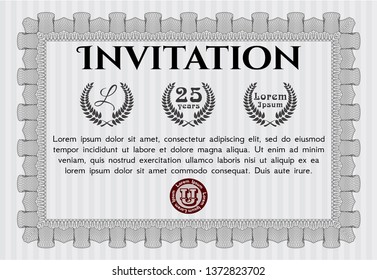 Grey Retro invitation. Excellent design. With quality background. Customizable, Easy to edit and change colors. 