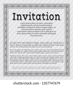 Grey Retro invitation. Good design. With linear background. Vector illustration. 