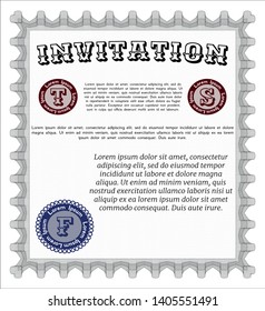 Grey Retro invitation. With great quality guilloche pattern. Customizable, Easy to edit and change colors. Elegant design. 