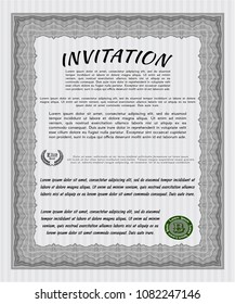 Grey Retro invitation. With guilloche pattern. Vector illustration. Nice design. 