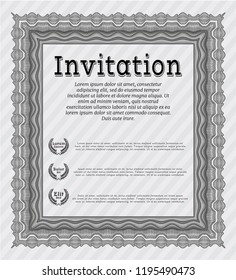 Grey Retro invitation. With guilloche pattern. Customizable, Easy to edit and change colors. Money Pattern design. 