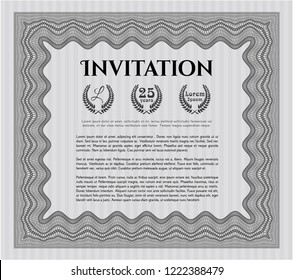 Grey Retro invitation. With guilloche pattern and background. Money design. Customizable, Easy to edit and change colors. 