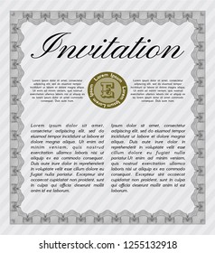 Grey Retro invitation. With guilloche pattern. Detailed. Superior design. 