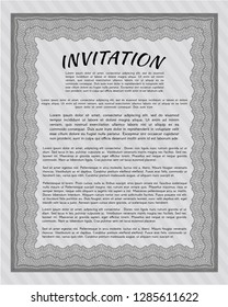 Grey Retro invitation. With guilloche pattern. Detailed. Sophisticated design. 