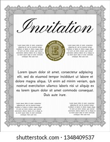 Grey Retro invitation. With guilloche pattern and background. Artistry design. Customizable, Easy to edit and change colors. 