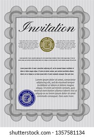Grey Retro invitation. With guilloche pattern. Vector illustration. Money Pattern design. 