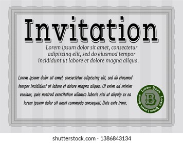 Grey Retro invitation. With guilloche pattern and background. Detailed. Elegant design. 