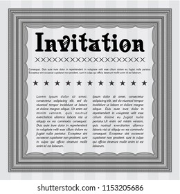 Grey Retro invitation. With linear background. Beauty design. Vector illustration. 