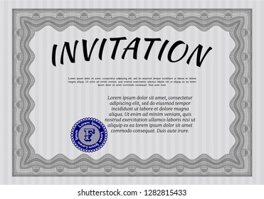 Grey Retro invitation. With linear background. Customizable, Easy to edit and change colors. Perfect design. 
