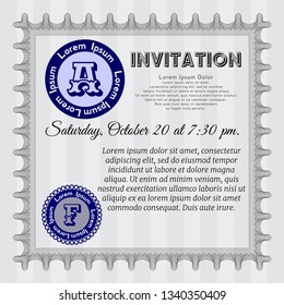 Grey Retro invitation. With linear background. Nice design. Customizable, Easy to edit and change colors. 