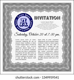 Grey Retro invitation. With linear background. Money design. Detailed. 