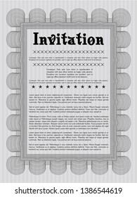 Grey Retro invitation. With linear background. Money style design. Detailed. 