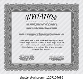Grey Retro invitation. Lovely design. Customizable, Easy to edit and change colors. With complex linear background. 