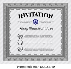 Grey Retro invitation. Money design. Customizable, Easy to edit and change colors. With complex linear background. 