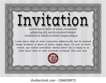 Grey Retro invitation. Money design. Customizable, Easy to edit and change colors. With complex background. 